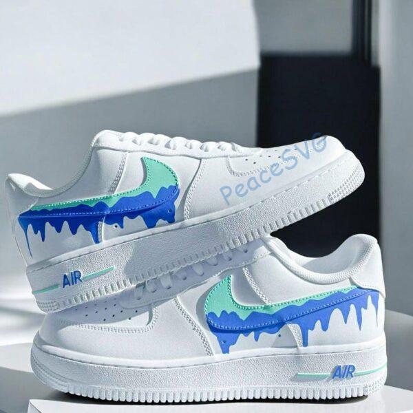 Hand Painted Drip Air Force 1: Custom Ocean Wave Sneakers