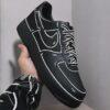 Custom Hand-Painted Air Force 1 Sneakers: Black Line Art - Image 4