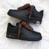 Custom Black Air Force 1 Sneakers: Hand-Painted Rope Lace AF1 - Image 2