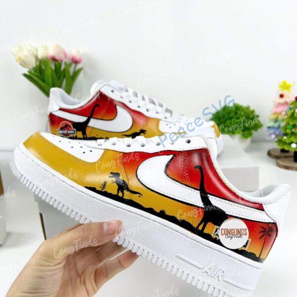 Alternative view of Hand Painted Jurassic Park AF1 Sneakers: Custom Air Force 1