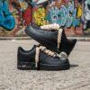 Hand-Painted Black AF1 Sneakers: Beige Rope Laces, Custom Streetwear - Image 4