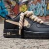 Hand-Painted Black AF1 Sneakers: Beige Rope Laces, Custom Streetwear - Image 9
