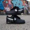 Custom Hand-Painted Air Force 1 Sneakers: Black, White Drip, Rope Lace