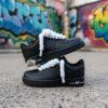 Custom Hand-Painted Air Force 1 Sneakers: Black, White Drip, Rope Lace - Image 5