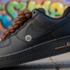 Custom Black AF1 Sneakers, Hand-Painted Brown Drip, Rope Laces - Image 7