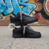 Custom Black Air Force 1 Sneakers, Hand-Painted Gray Drip, Rope Laces - Image 6