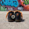 Custom Hand-Painted Black Air Force 1 Sneakers: Orange Drip, Splatter, Rope Lace - Image 12