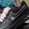 Custom Hand-Painted Black Air Force 1 Sneakers: Pink Pastel Drip, Outline, Rope Lace - Image 5