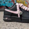 Custom Hand-Painted Black Air Force 1 Sneakers: Pink Pastel Drip, Outline, Rope Lace - Image 7