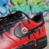 Hand-Painted Air Force 1 Sneakers: Red Drip Design - Image 4
