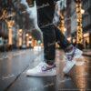 Hand Painted Purple Gray Drips AF1 Sneakers: Custom Color Block Shoes - Image 5