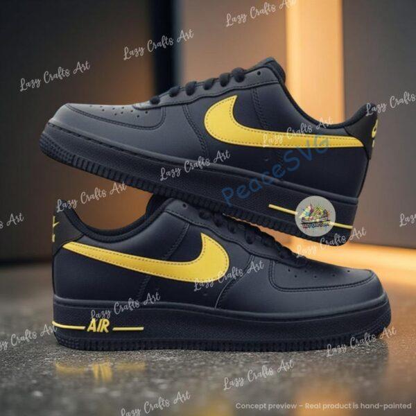 Alternative view of Hand Painted Air Force 1 Black Drip Swoosh Shoes: Custom Minimal & Dripping Variants Shoes