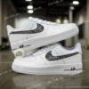 Custom Air Force 1 Abstract Line Art Swoosh, Hand Painted White AF1 Sneakers