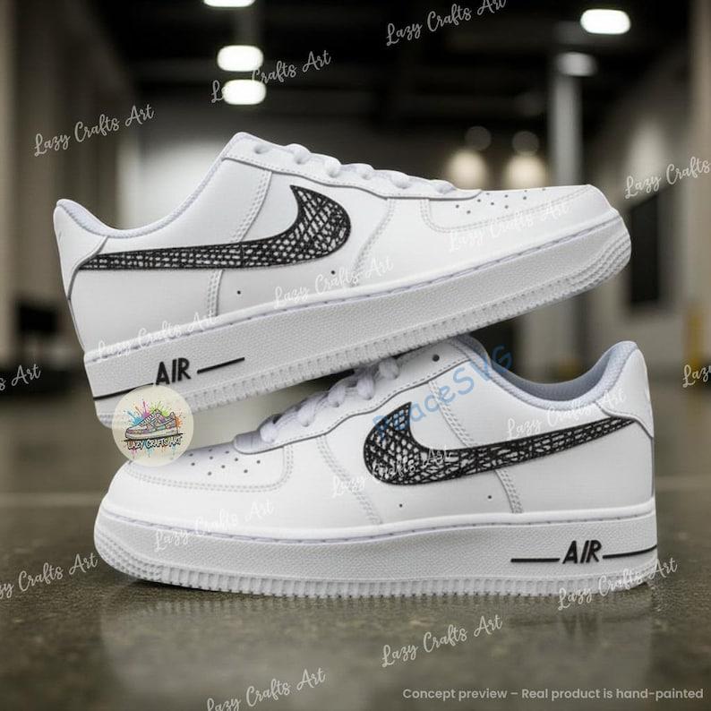 Custom Air Force 1 Abstract Line Art Swoosh