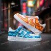 Custom Hand-Painted Air Force 1 Sneakers, Fire and Ice Design - Image 3
