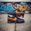 Custom Drip Swoosh Air Force 1 Black Shoes: Hand Painted Minimal & Dripping Shoes - Image 4