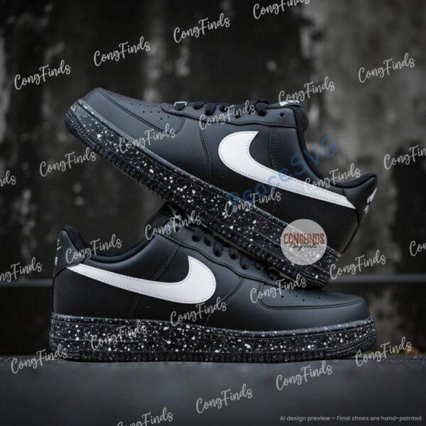 Alternative view of Custom Air Force 1 Black Shoes: Hand Painted Splatter AF1 Shoes