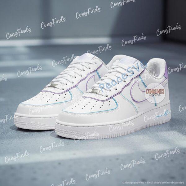 Alternative view of Custom Hand-Painted Pastel Outline Air Force 1 Sneakers