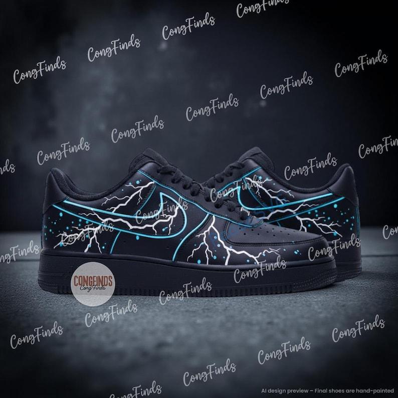 Custom Hand-Painted Air Force 1 Lightning Sneakers