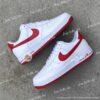 Custom Red Air Force 1 Sneakers, Hand Painted Color Block AF1 Shoes - Image 2