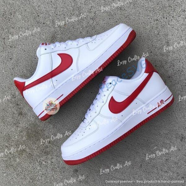 Alternative view of Custom Red Air Force 1 Sneakers, Hand Painted  Color Block AF1 Shoes