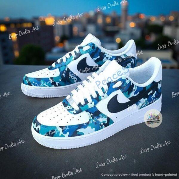 Hand Painted Camo Air Force 1, Custom Camouflage AF1 Sneakers
