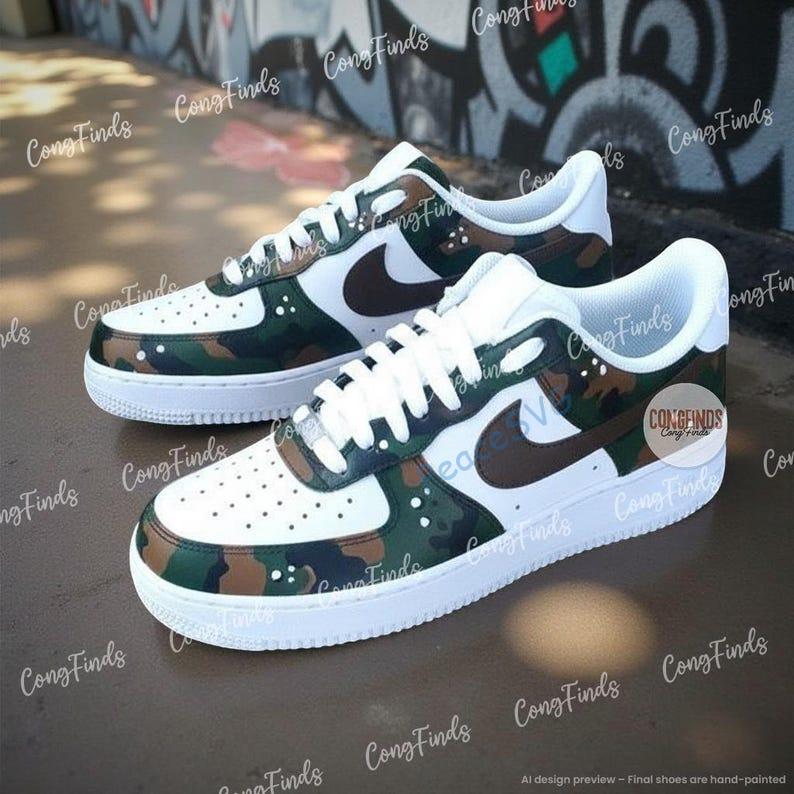 Hand-Painted Camo Air Force 1 Sneakers