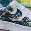 Custom Japanese Wave Air Force 1, Hand Painted Ocean AF1 Sneakers, Anime Streetwear Gift - Image 2