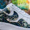 Custom Japanese Wave Air Force 1, Hand Painted Ocean AF1 Sneakers, Anime Streetwear Gift - Image 3