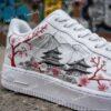 Custom Hand-Painted Cherry Blossom Air Force 1 Sneakers, Japanese Art Shoes - Image 4