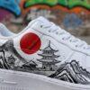 Custom Hand-Painted Air Force 1 Sneakers, Japanese Wave - Image 3