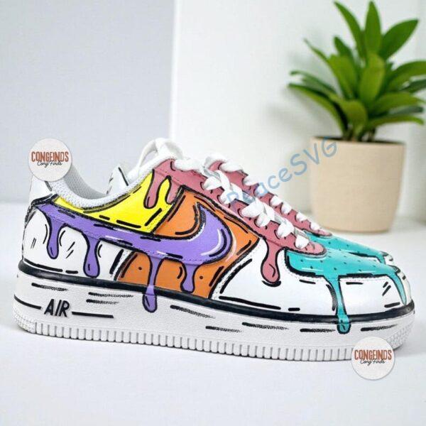 Hand-Painted Color Drip Sneakers – Custom Cartoon Art Shoes