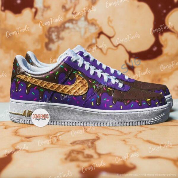Alternative view of Custom Hand-Painted Ice Cream Drip Air Force 1 Sneakers