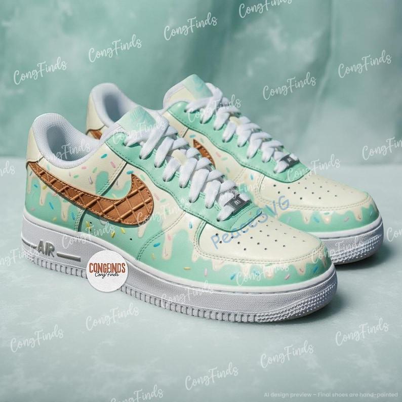 Hand-Painted Ice Cream Drip Air Force 1 Sneakers