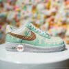 Hand-Painted Ice Cream Drip Air Force 1 Sneakers, Waffle Cone Swoosh - Image 2