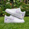 Custom Lavender Floral Air Force 1, Hand-Painted Purple Splatter Swoosh AF1 Sneakers