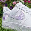 Custom Lavender Floral Air Force 1, Hand-Painted Purple Splatter Swoosh AF1 Sneakers - Image 6