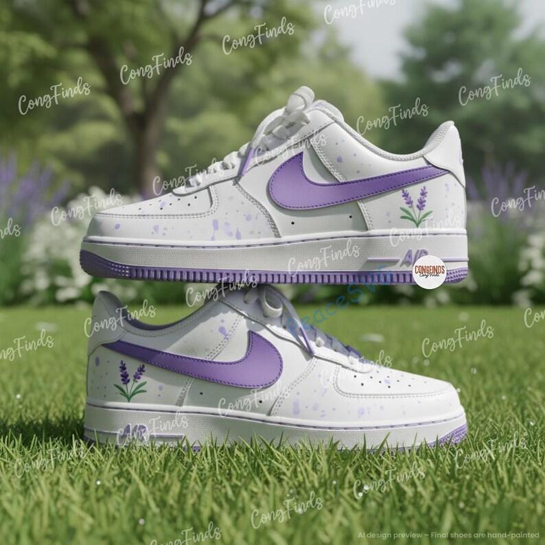 Hand-Painted Lavender Flower Air Force 1