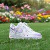 Custom Hand-Painted Lavender Air Force 1 Sneakers, Floral Heart Shoes - Image 3