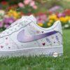 Custom Hand-Painted Lavender Air Force 1 Sneakers, Floral Heart Shoes - Image 6