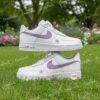 Custom Purple Rhinestone Air Force 1 Shoes, Hand-Embellished Floral AF1 Sneakers