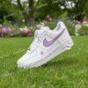 Custom Purple Rhinestone Air Force 1 Shoes, Hand-Embellished Floral AF1 Sneakers - Image 3
