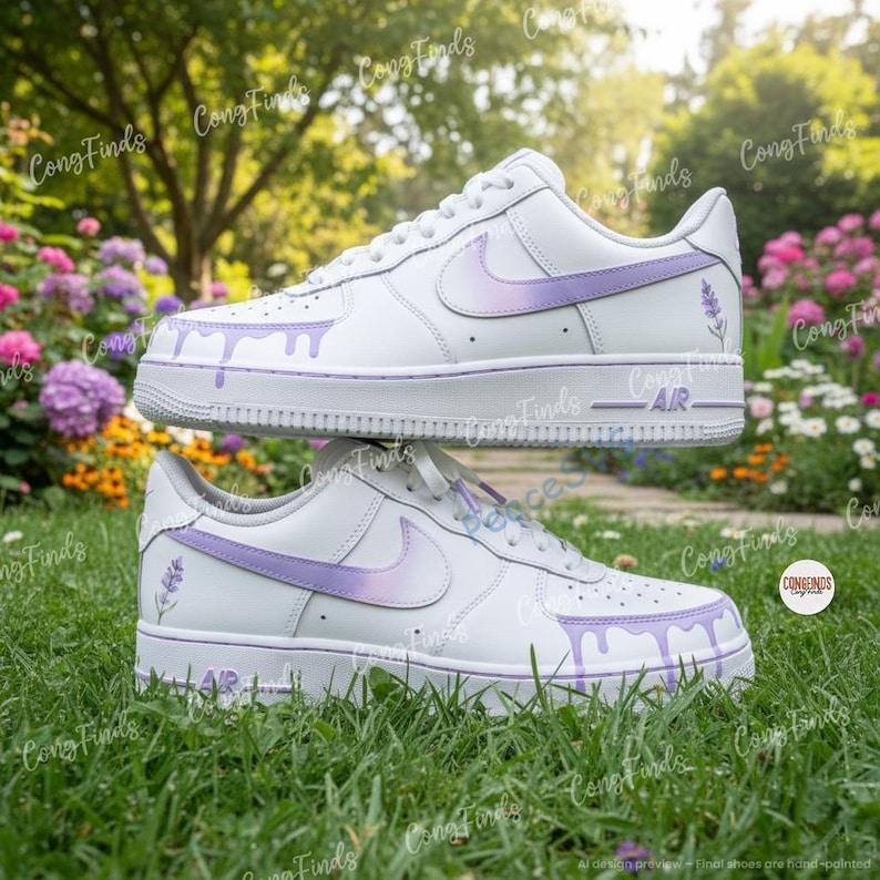 Custom Lavender Drip Air Force 1 Shoes