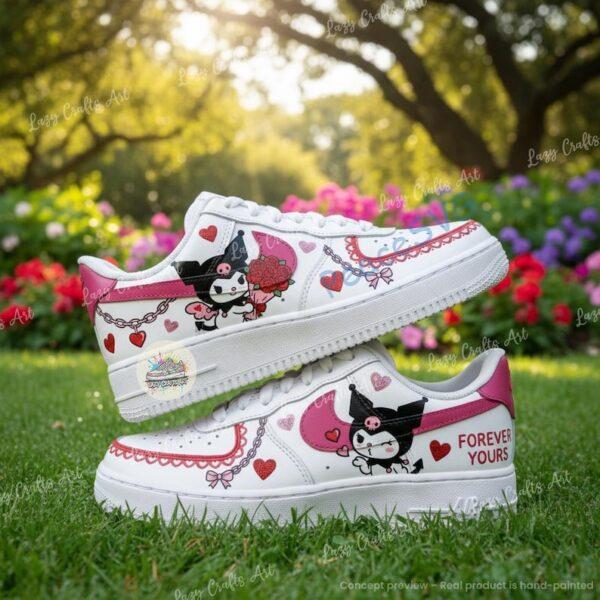 Alternative view of Custom Valentine Air Force 1 Shoes, Cartoon Love Sneakers, Red Heart Hand Painted Shoes