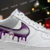 Hand Painted Purple Gray Drips AF1 Sneakers: Custom Color Block Shoes - Image 3