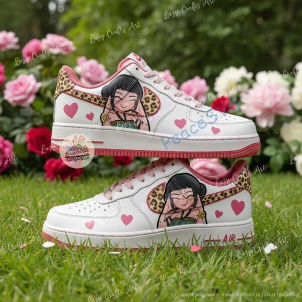 Custom Hand-Painted Chibi K-Pop Demon Hunter Air Force 1 Sneakers – Leopard Swoosh