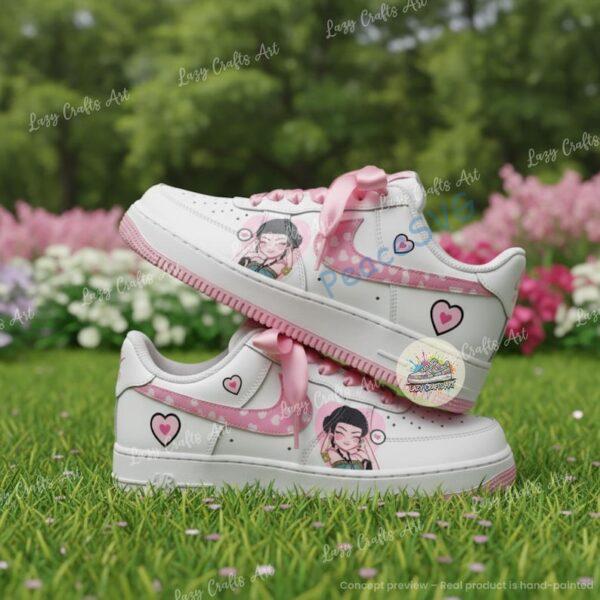 Hand Painted K-Pop Demon Hunter Character AF1 Shoes, Custom K-Pop Chibi Valentine Air Force 1 Sneakers,