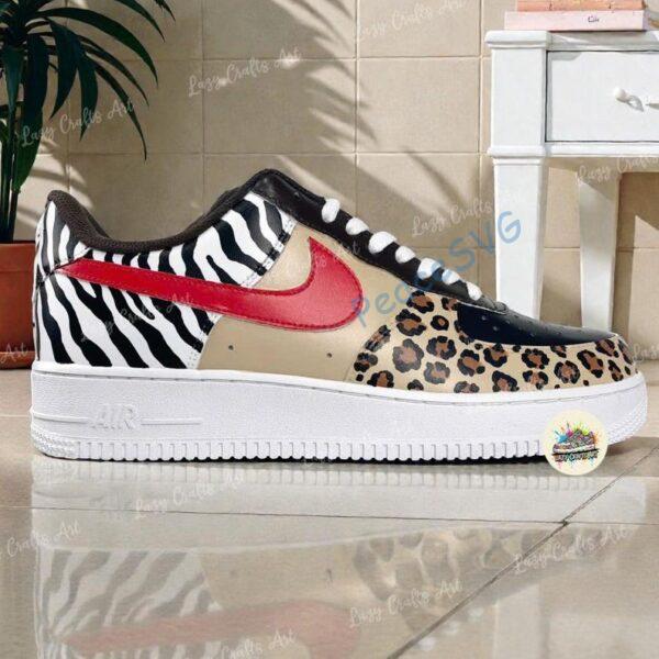 Alternative view of Custom Animal Print Sneakers | Hand-Painted Zebra and Leopard Design