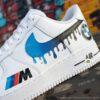 Custom Hand-Painted BMW Blue Drip Air Force 1 Sneakers: Personalized Luxury Car AF1 Shoes - Image 5