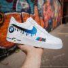 Custom Hand-Painted BMW Blue Drip Air Force 1 Sneakers: Personalized Luxury Car AF1 Shoes - Image 7